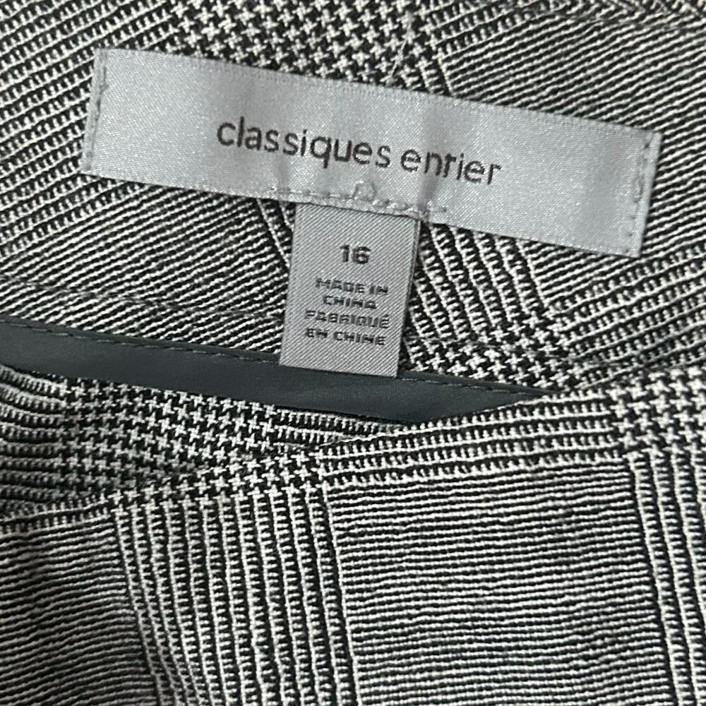 NWOT Women's 16 Classiques Entier Gray Plaid Wool Suiting Trouser Dress Pants